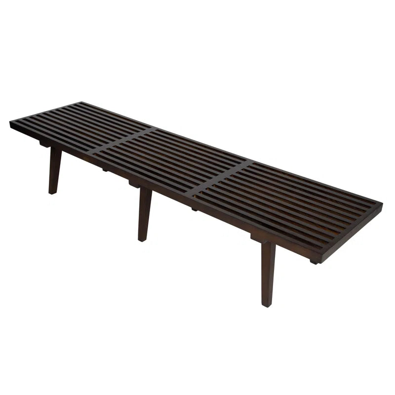 Oelax Rectangular Wooden Platform Bench with Slats Design Dining Kitchen Bench