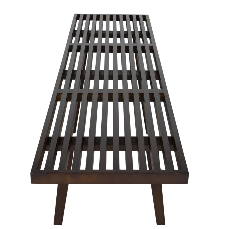 Oelax Rectangular Wooden Platform Bench with Slats Design Dining Kitchen Bench