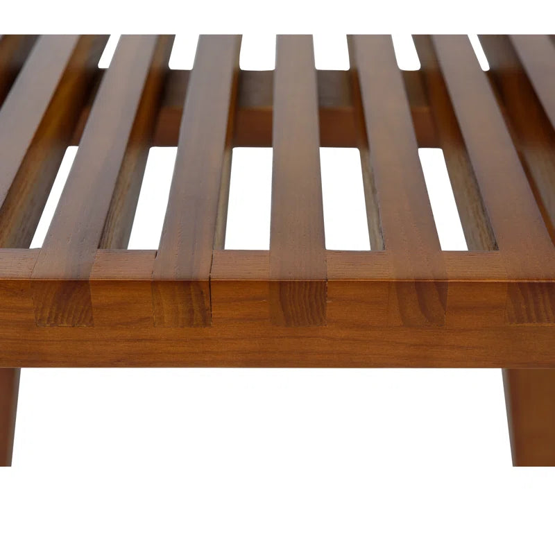 Oelax Rectangular Wooden Platform Bench with Slats Design Dining Kitchen Bench