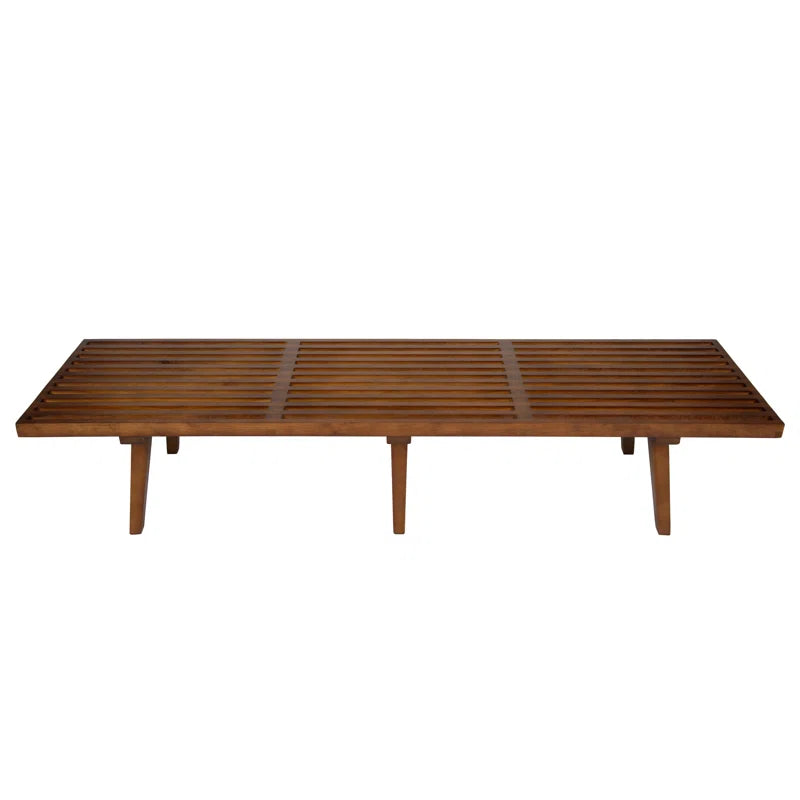 Oelax Rectangular Wooden Platform Bench with Slats Design Dining Kitchen Bench