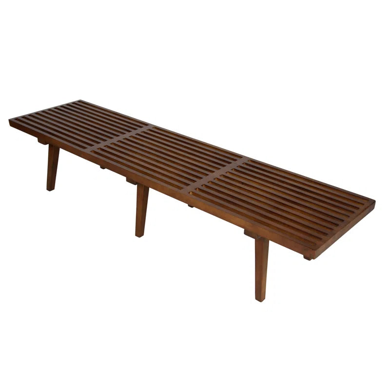 Oelax Rectangular Wooden Platform Bench with Slats Design Dining Kitchen Bench