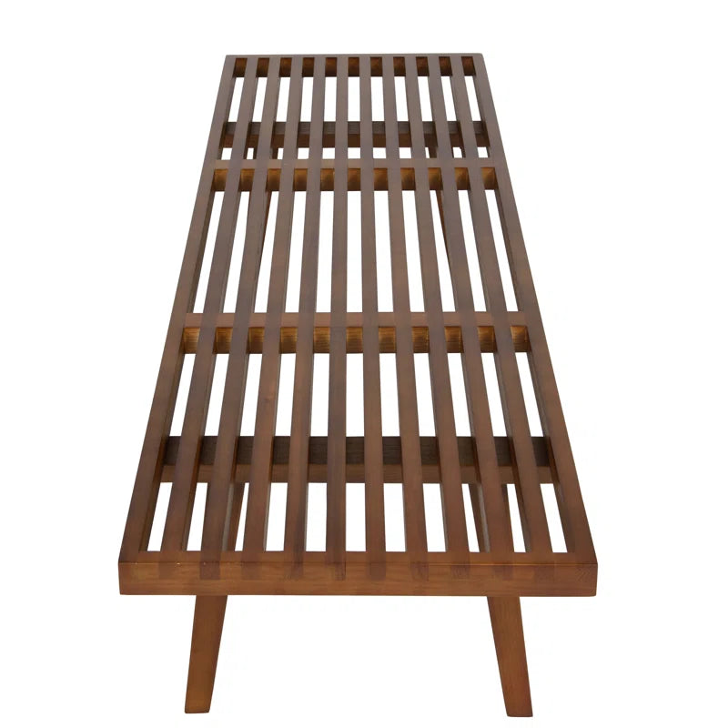 Oelax Rectangular Wooden Platform Bench with Slats Design Dining Kitchen Bench