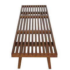 Oelax Rectangular Wooden Platform Bench with Slats Design Dining Kitchen Bench