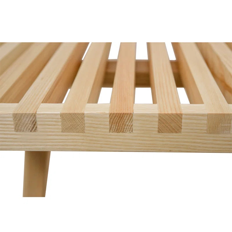 Oelax Rectangular Wooden Platform Bench with Slats Design Dining Kitchen Bench