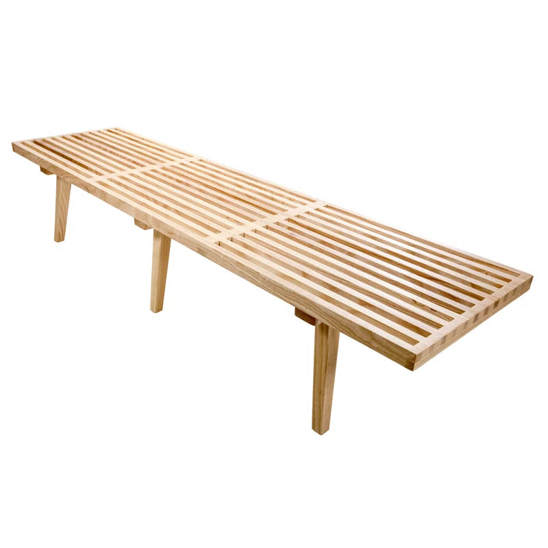 Oelax Rectangular Wooden Platform Bench with Slats Design Dining Kitchen Bench