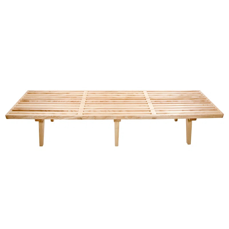 Oelax Rectangular Wooden Platform Bench with Slats Design Dining Kitchen Bench