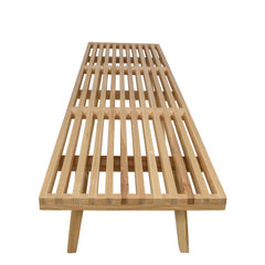 Oelax Rectangular Wooden Platform Bench with Slats Design Dining Kitchen Bench