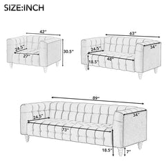 Konnaz 3 - Piece Living Room Set Luxury Sofa Set