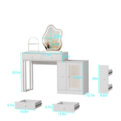 Darios Makeup Vanity with 3-color Touch Screen Lighted Mirror, Makeup Table with Drawers and Storage Cabinet