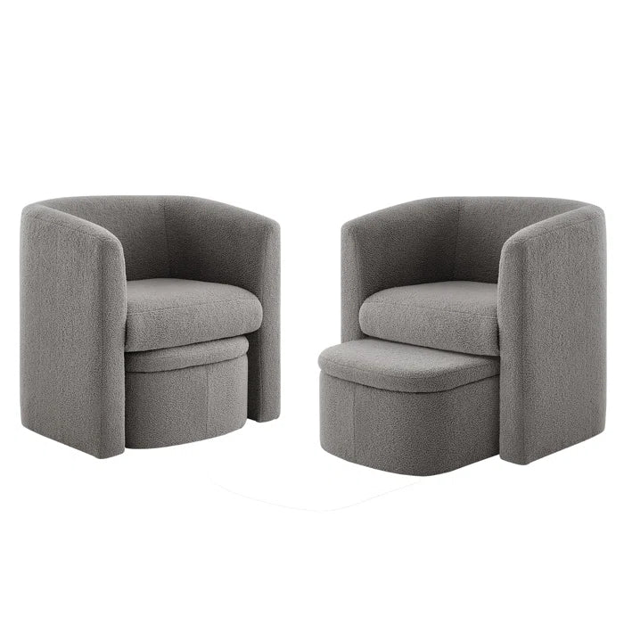 Sentelena Modern Barrel Chair with Ottoman - Wooden Bazar