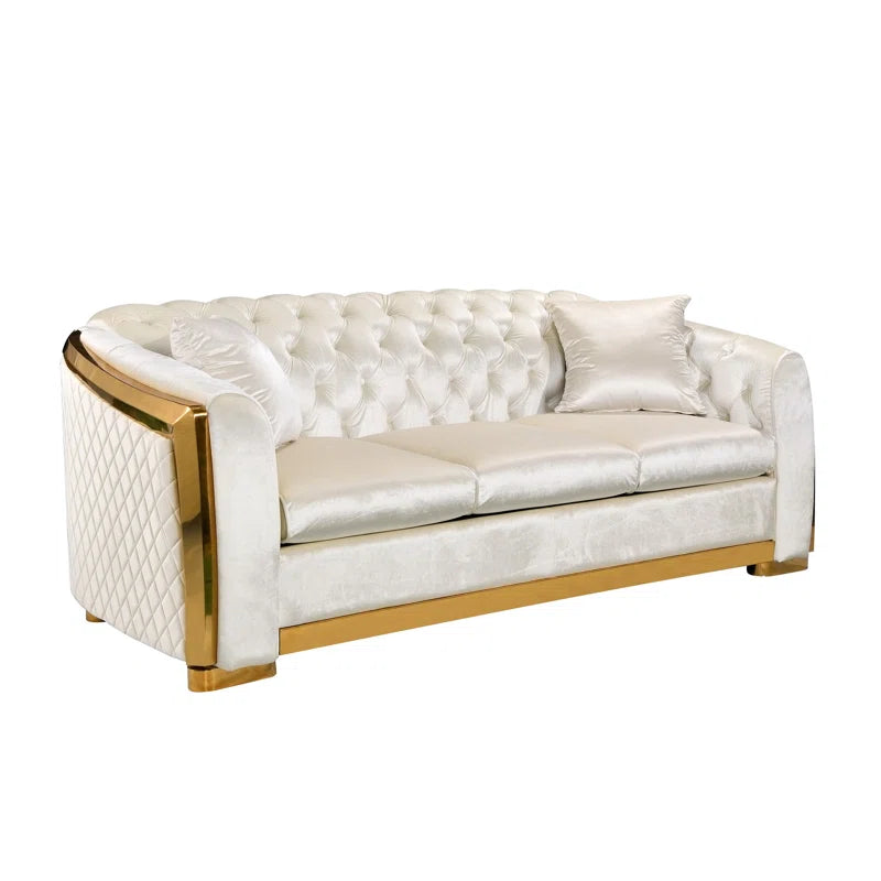 Ladaziaz Velvet Luxury 3 Seater Chesterfield Sofa - Wooden bazar