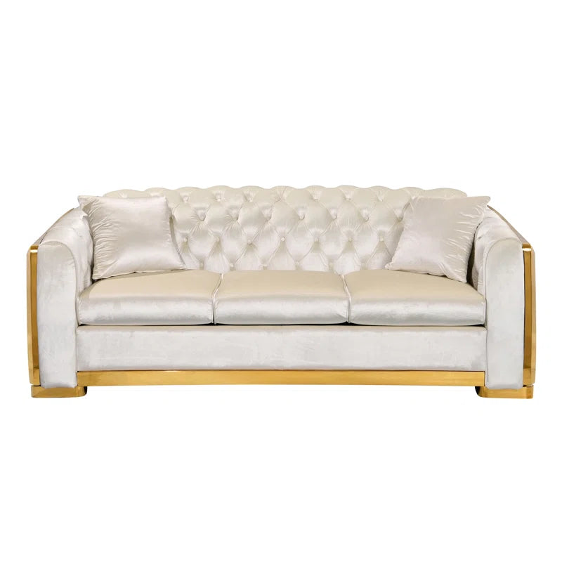 Ladaziaz Velvet Luxury 3 Seater Chesterfield Sofa - Wooden bazar