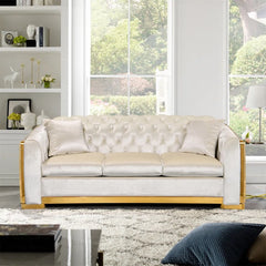 Ladaziaz Velvet Luxury 3 Seater Chesterfield Sofa - Wooden bazar