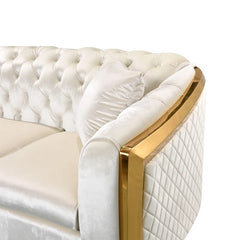 Ladaziaz Velvet Luxury 3 Seater Chesterfield Sofa - Wooden bazar