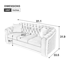 Ladaziaz Velvet Luxury 3 Seater Chesterfield Sofa - Wooden bazar