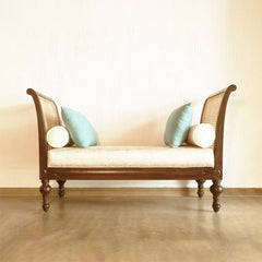 kazzy Lady Bird Chaise- 2 Seater Rattan Bench - Wooden Bazar