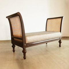 kazzy Lady Bird Chaise- 2 Seater Rattan Bench - Wooden Bazar