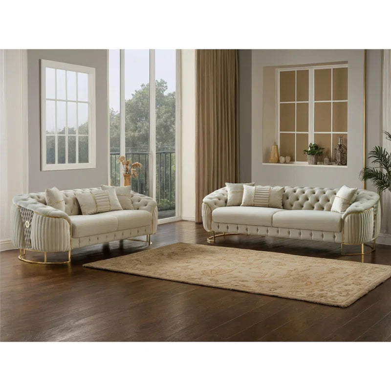 Laeishaz 2 - Piece Velvet Living Room Set Luxury Sofa Set