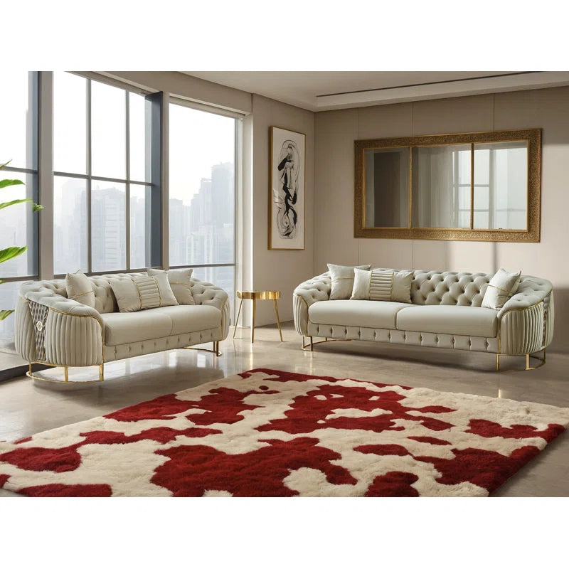 Laeishaz 2 - Piece Velvet Living Room Set Luxury Sofa Set