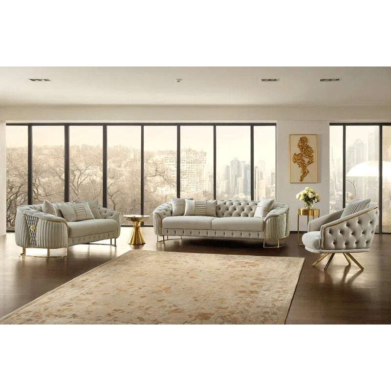 Laethz 3 - Piece Velvet Living Room Set Luxury Sofa Set