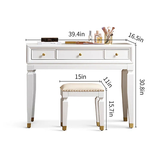 Ramster Modern Dressing Table With Mirror And Stool - Wooden Bazar