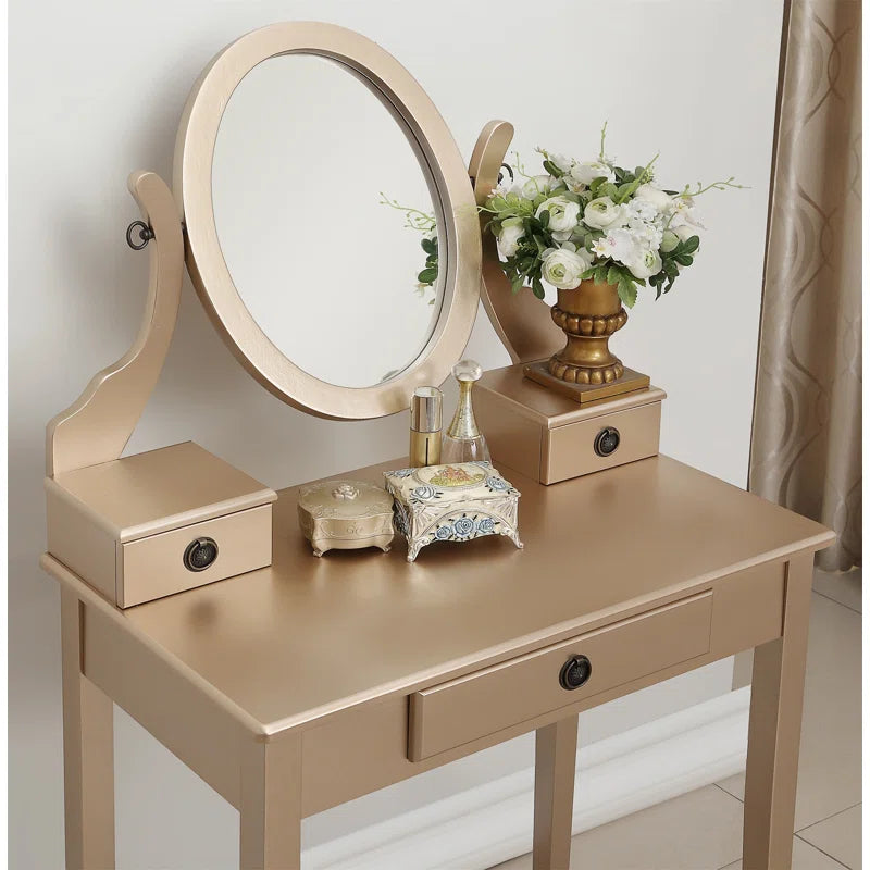Nikolster Wood Moniya Makeup Vanity Table And Stool Set