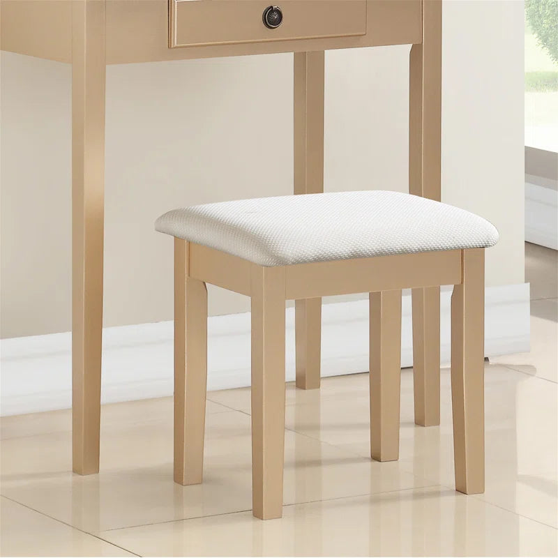 Nikolster Wood Moniya Makeup Vanity Table And Stool Set