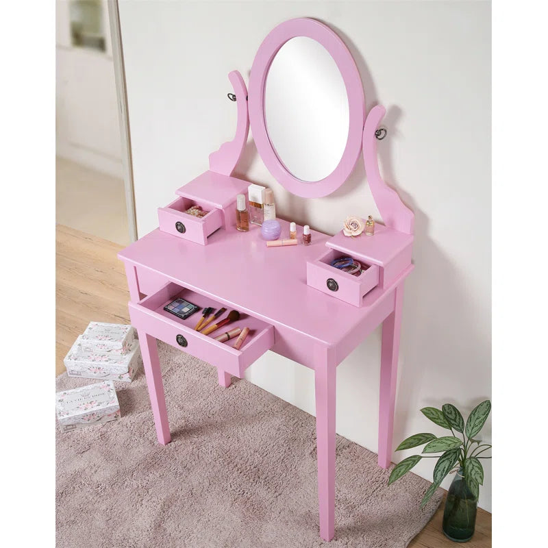 Nikolster Wood Moniya Makeup Vanity Table And Stool Set