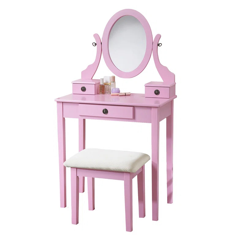 Nikolster Wood Moniya Makeup Vanity Table And Stool Set