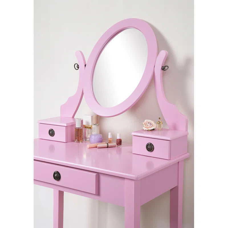 Nikolster Wood Moniya Makeup Vanity Table And Stool Set