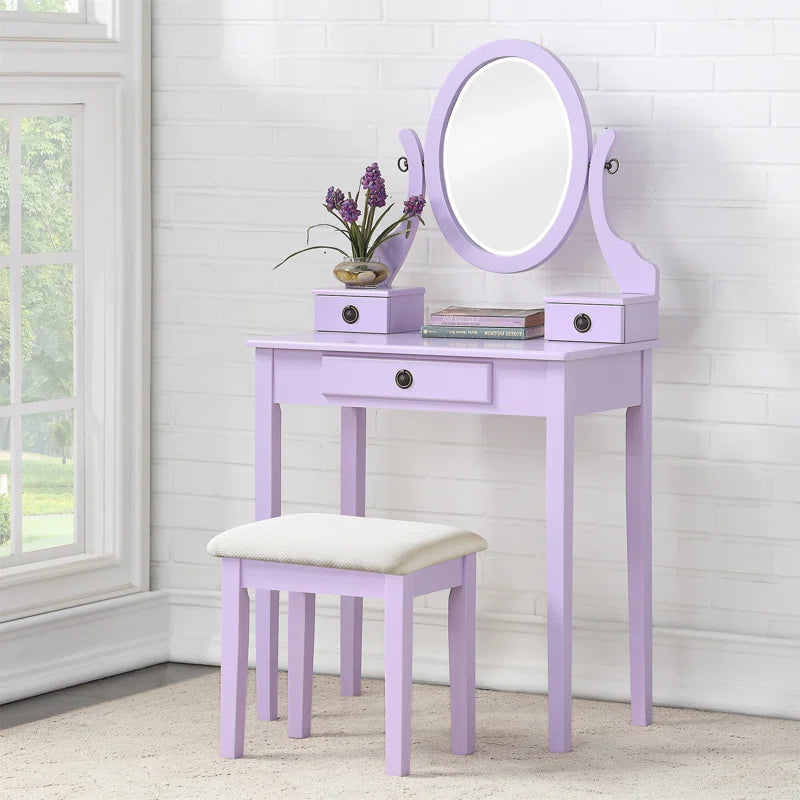 Nikolster Wood Moniya Makeup Vanity Table And Stool Set