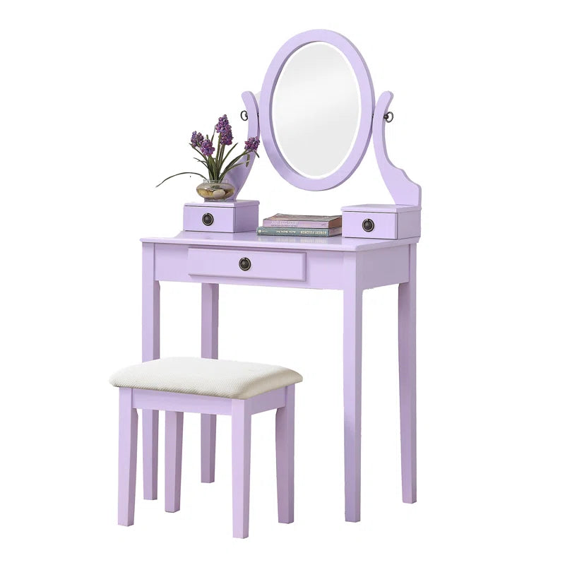 Nikolster Wood Moniya Makeup Vanity Table And Stool Set