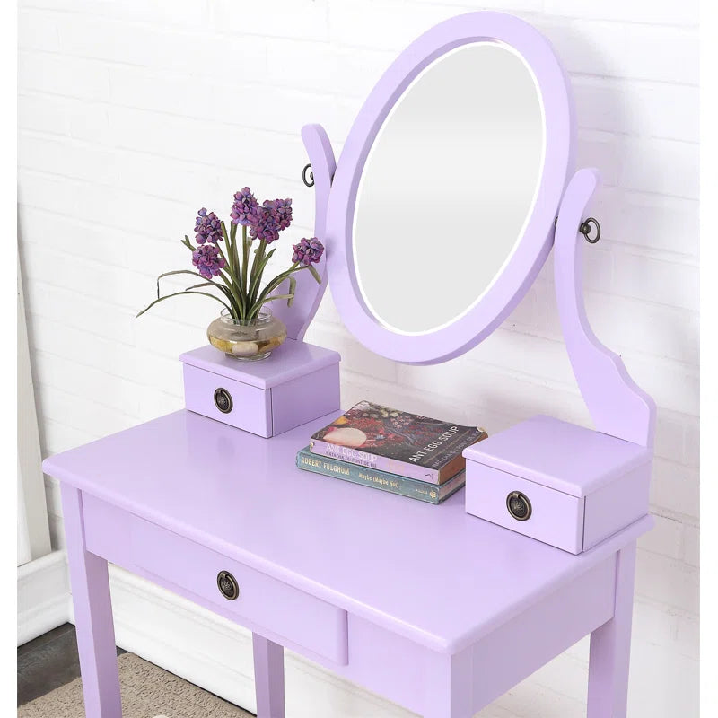 Nikolster Wood Moniya Makeup Vanity Table And Stool Set