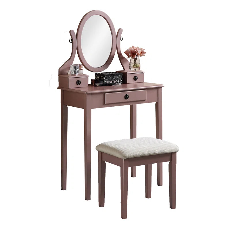Nikolster Wood Moniya Makeup Vanity Table And Stool Set