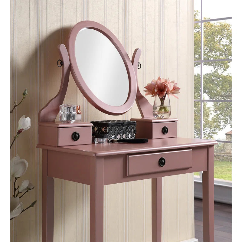 Nikolster Wood Moniya Makeup Vanity Table And Stool Set