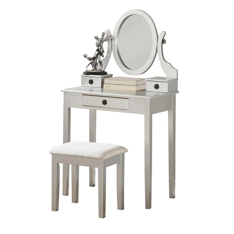 Nikolster Wood Moniya Makeup Vanity Table And Stool Set