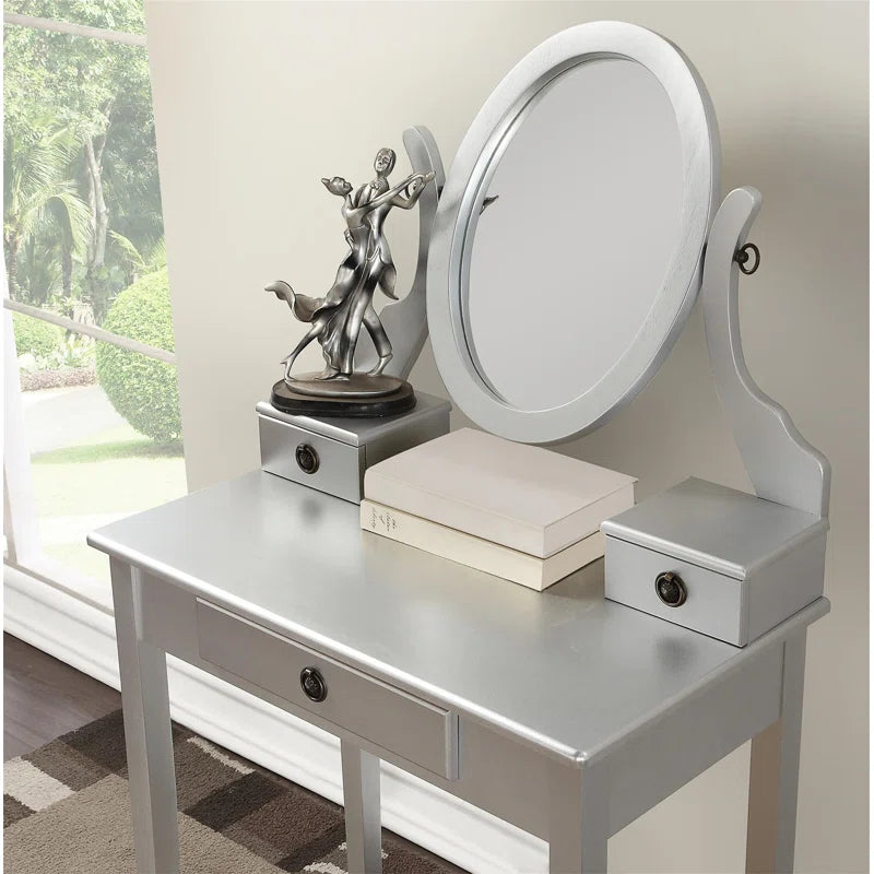 Nikolster Wood Moniya Makeup Vanity Table And Stool Set