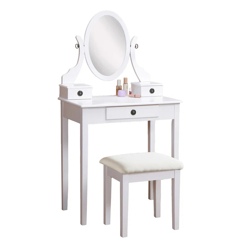 Nikolster Wood Moniya Makeup Vanity Table And Stool Set