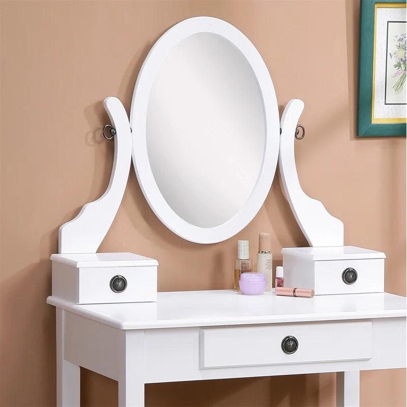 Nikolster Wood Moniya Makeup Vanity Table And Stool Set