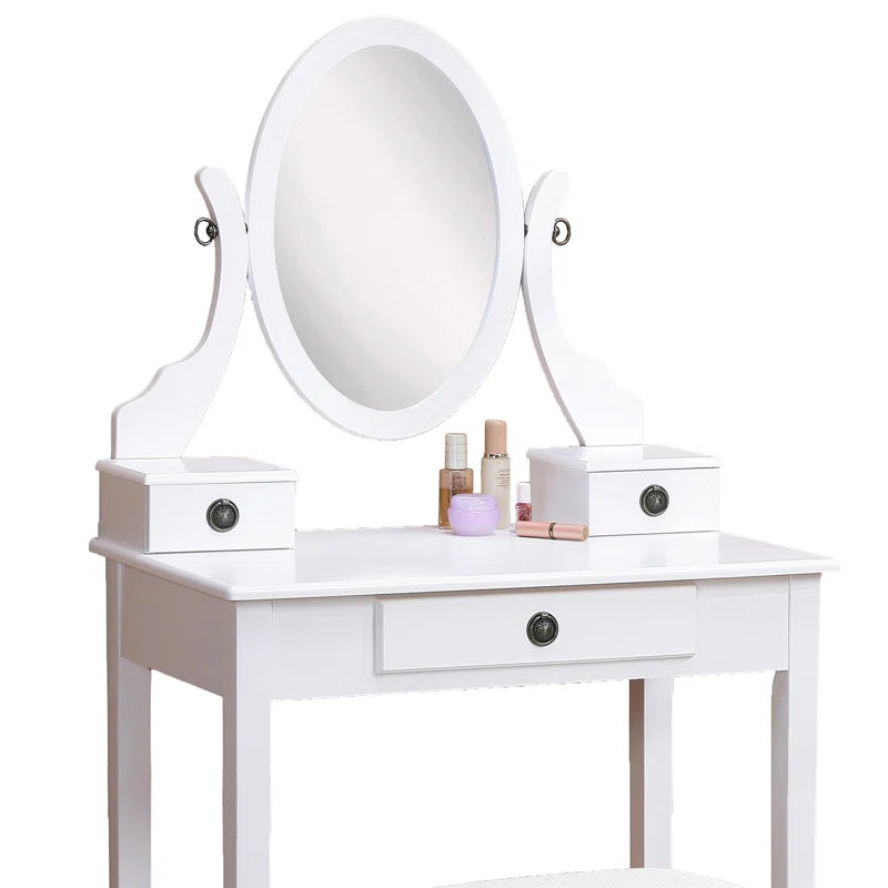 Nikolster Wood Moniya Makeup Vanity Table And Stool Set