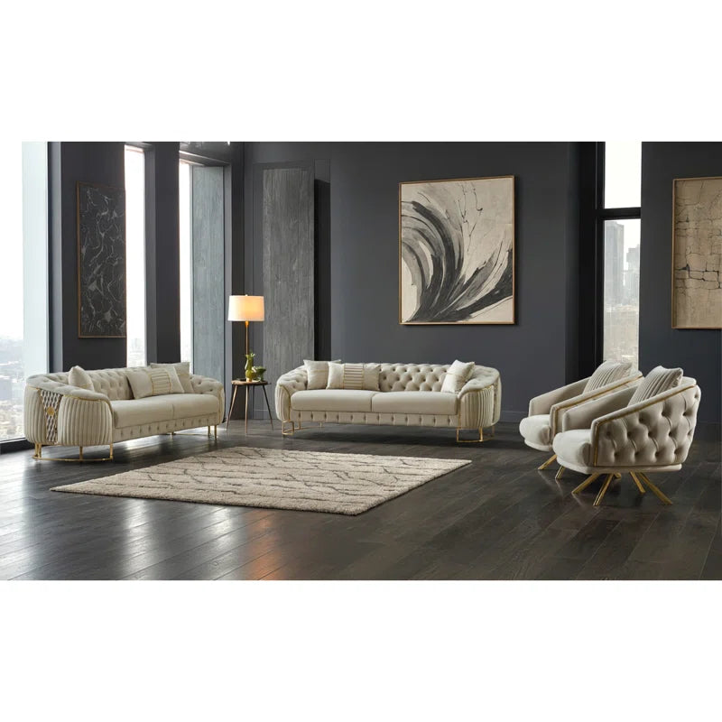 Lanenaz 4 - Piece Velvet Living Room Luxury Sofa Set