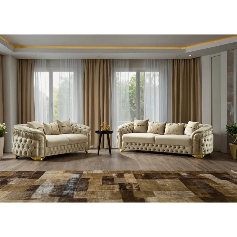 Lareanz 2 - Piece Velvet Living Room Set Luxury Sofa