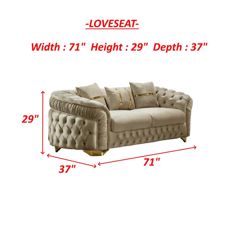 Lareanz 2 - Piece Velvet Living Room Set Luxury Sofa