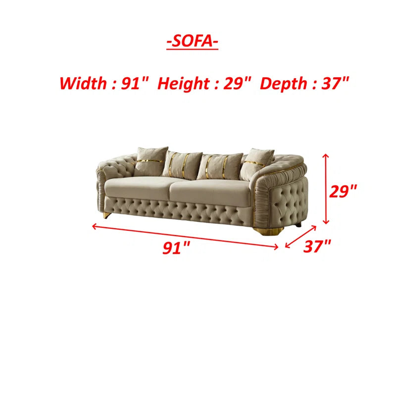 Lareanz 2 - Piece Velvet Living Room Set Luxury Sofa