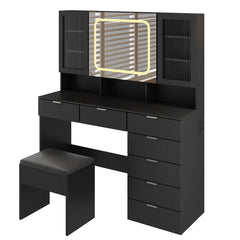 Nafrod Large Makeup Vanity Set with Lights USB & Power Outlet and 7 Drawers