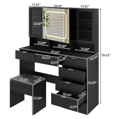 Nafrod Large Makeup Vanity Set with Lights USB & Power Outlet and 7 Drawers