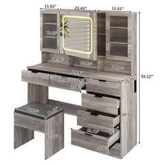 Nafrod Large Makeup Vanity Set with Lights USB & Power Outlet and 7 Drawers