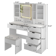 Nafrod Large Makeup Vanity Set with Lights USB & Power Outlet and 7 Drawers