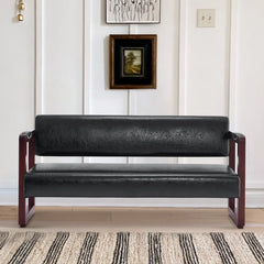 Dharishan Faux Leather Bench with Backrest and Rivet Detailing for Waiting Room Seating