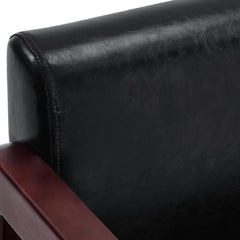 Dharishan Faux Leather Bench with Backrest and Rivet Detailing for Waiting Room Seating